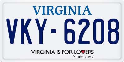 VA license plate VKY6208