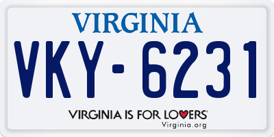 VA license plate VKY6231