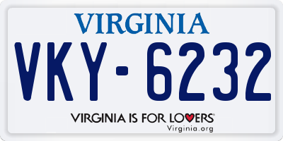 VA license plate VKY6232