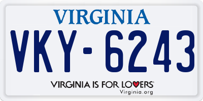 VA license plate VKY6243