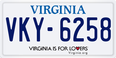 VA license plate VKY6258