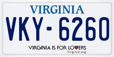 VA license plate VKY6260