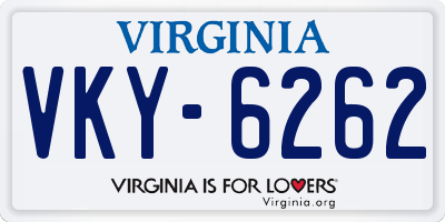 VA license plate VKY6262