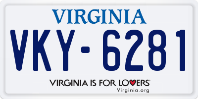 VA license plate VKY6281