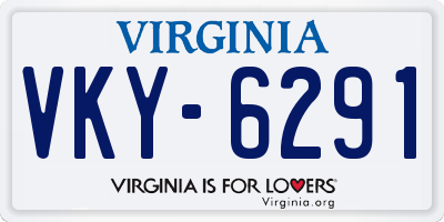 VA license plate VKY6291