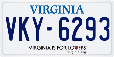 VA license plate VKY6293