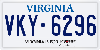 VA license plate VKY6296