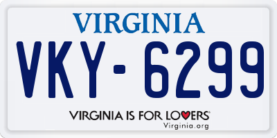 VA license plate VKY6299
