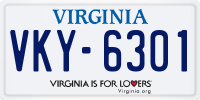 VA license plate VKY6301