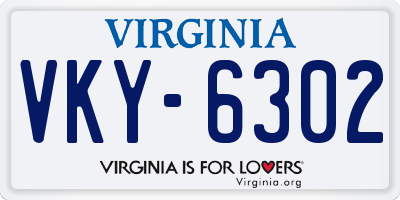VA license plate VKY6302