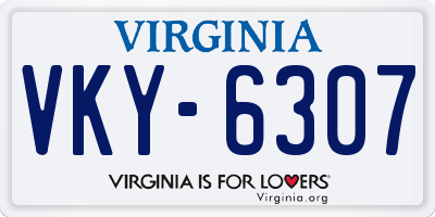 VA license plate VKY6307