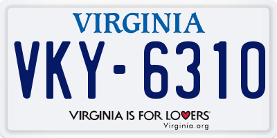 VA license plate VKY6310