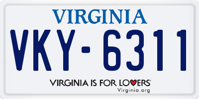VA license plate VKY6311