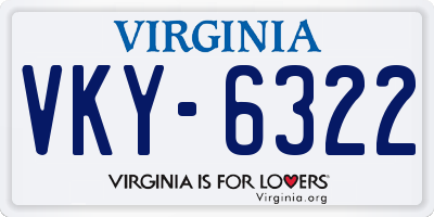VA license plate VKY6322
