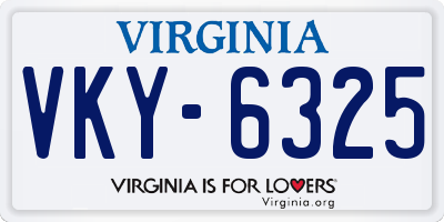 VA license plate VKY6325