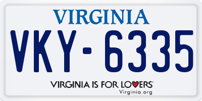 VA license plate VKY6335