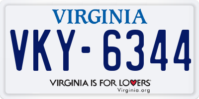 VA license plate VKY6344