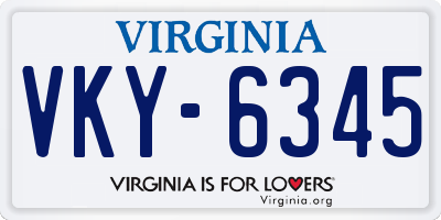 VA license plate VKY6345