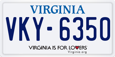 VA license plate VKY6350