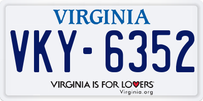 VA license plate VKY6352
