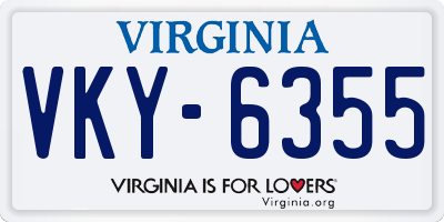 VA license plate VKY6355