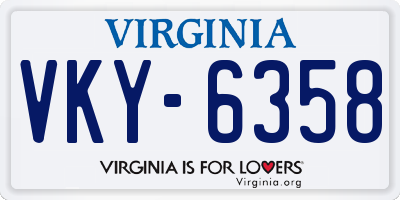 VA license plate VKY6358