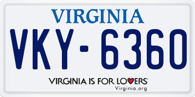 VA license plate VKY6360