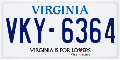 VA license plate VKY6364