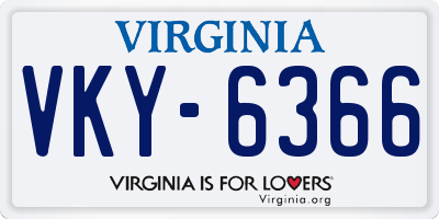 VA license plate VKY6366