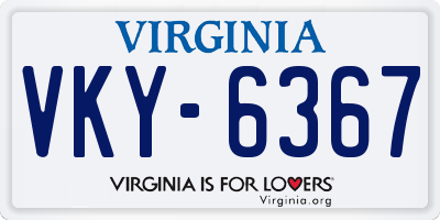 VA license plate VKY6367