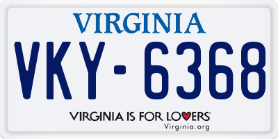 VA license plate VKY6368