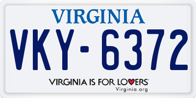 VA license plate VKY6372