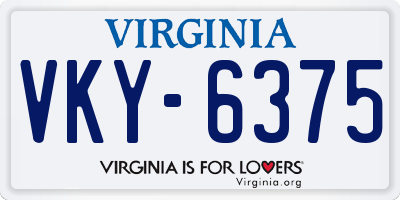 VA license plate VKY6375