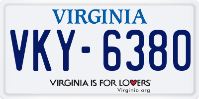 VA license plate VKY6380