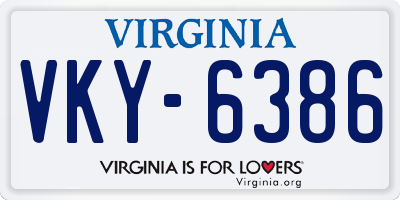 VA license plate VKY6386