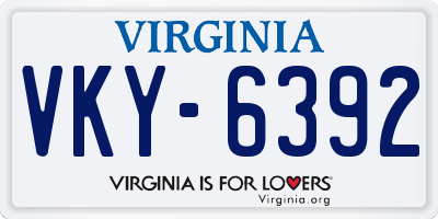 VA license plate VKY6392