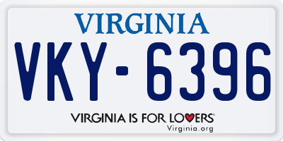 VA license plate VKY6396