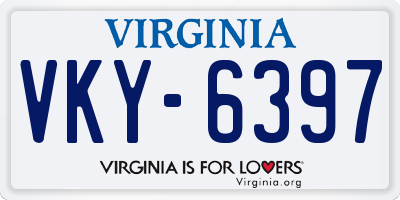 VA license plate VKY6397