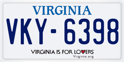 VA license plate VKY6398