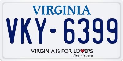 VA license plate VKY6399