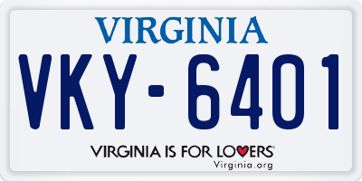 VA license plate VKY6401