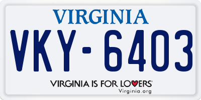 VA license plate VKY6403
