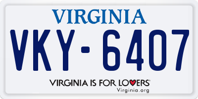 VA license plate VKY6407