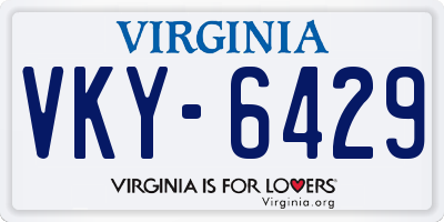 VA license plate VKY6429