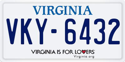 VA license plate VKY6432