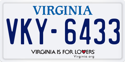 VA license plate VKY6433