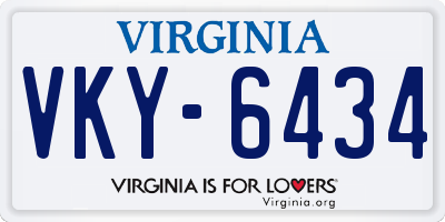 VA license plate VKY6434