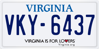 VA license plate VKY6437