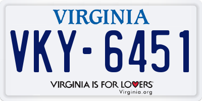 VA license plate VKY6451