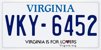 VA license plate VKY6452